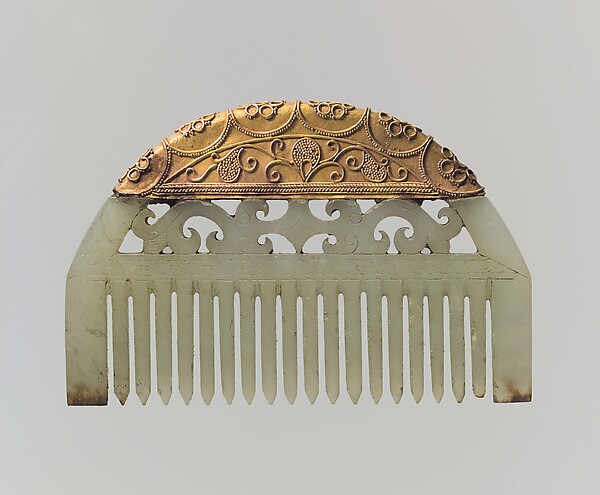 Han Jade-and-Gold Comb (Eastern Han, 25–220)